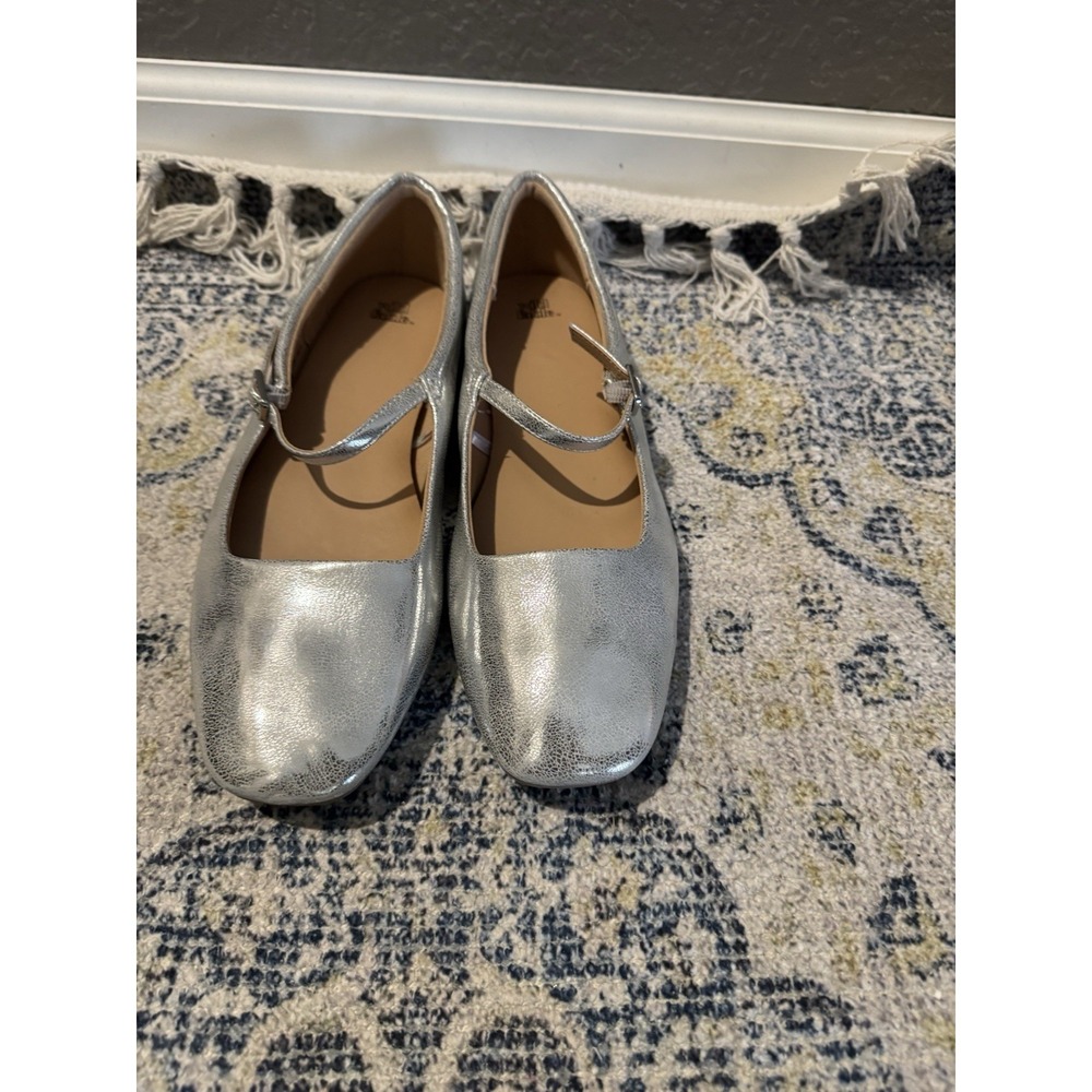 Wild Fable Mary Jane Flats Metallic Silver Size 10 Brand New Nwot